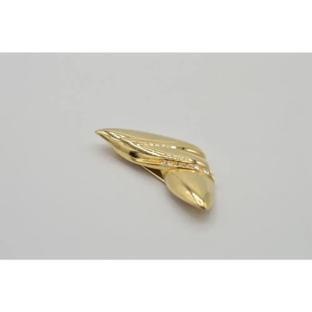 Vintage Statement Pin Brooch Gold Rhinestone Crystal Abstract Shape NOS 1980s 9B